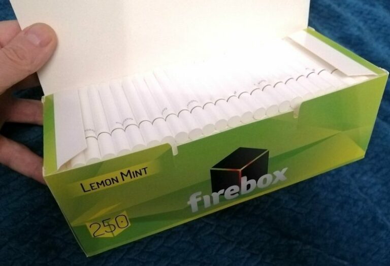 Сигаретные гильзы Firebox с ароматизированным фильтром. Вкус — лимон и мята